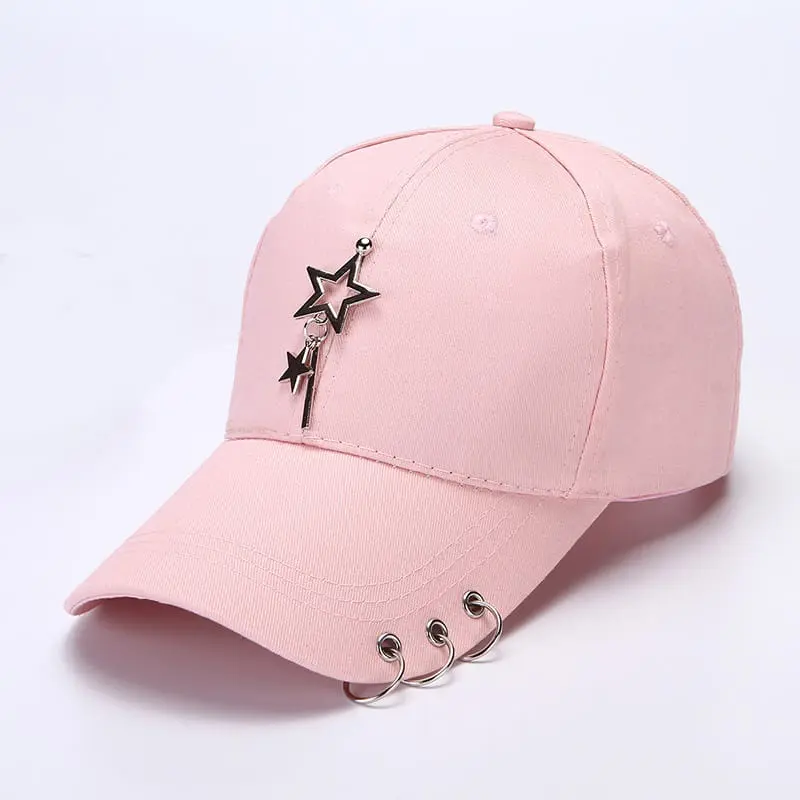 TOPI KEKINIAN PRIA WANITA COD Topi Distro Pria Dan Wanita/Topi Unisex Besi Cincin Hip-Hop Kasual New Model/Topi Anting Korea Karakter Kpop /Topi Anting Korea Keren 0