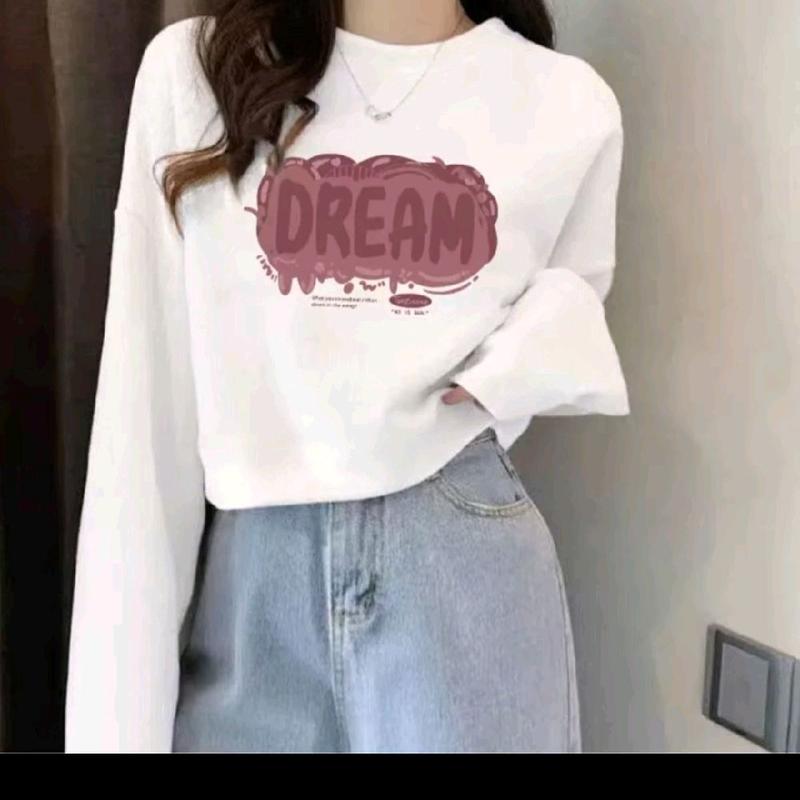 Kaos Wanita Lengan Tangan Panjang Wanita Katun - Atasan Polos Dewasa - Baju, Hitam Cewek Kaos Oblong Distro Combed Oversize Nyaman 7