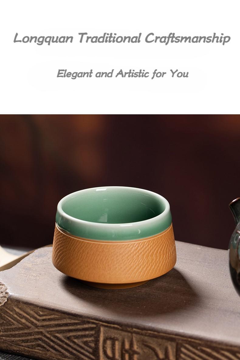 Product Introduction of Premium handmade tea cup,jumping knife master teacup,Kongfu tea set,Chawan,2025 new CNY promotion,home teaware,plum green,intangible culture heritage,high temperature firing Longquan celadon 2