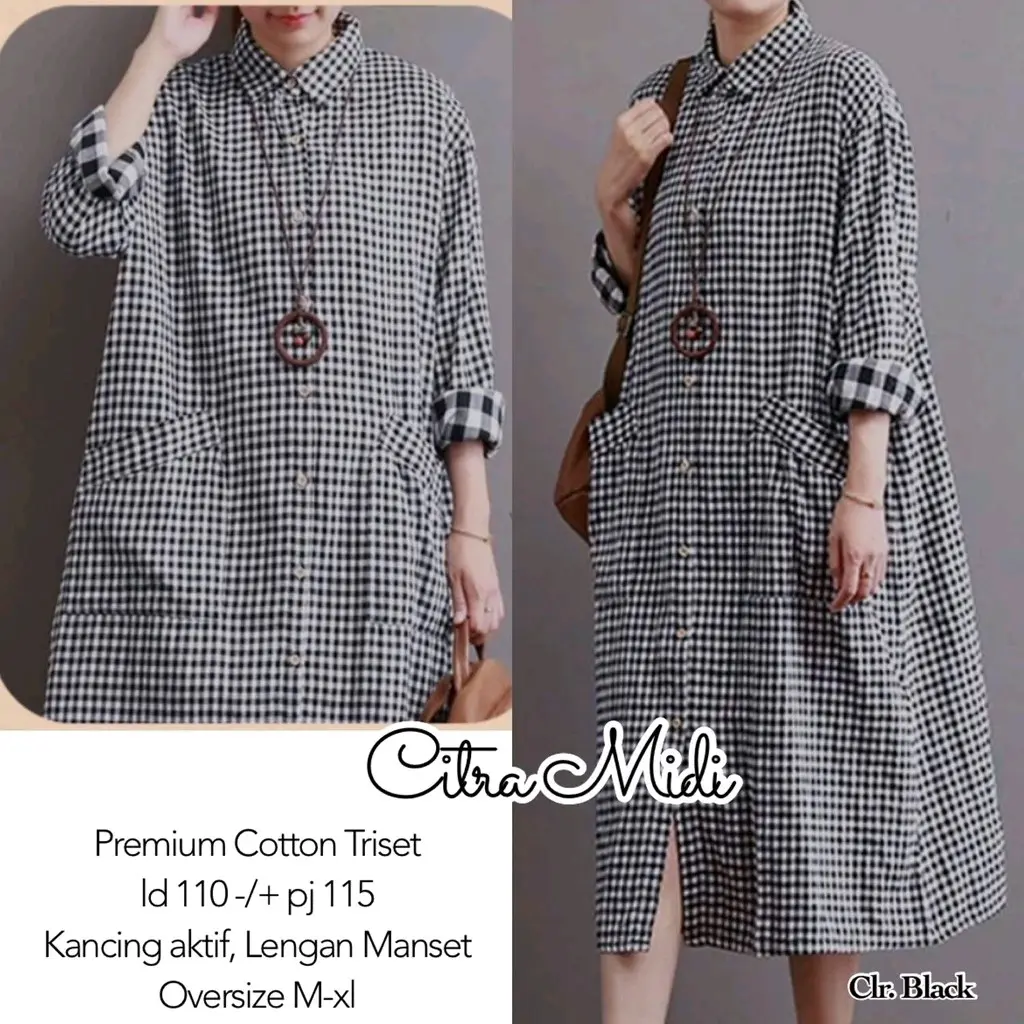 citra midi/midi remaja kekinian//midi citra murah/midi kekinian terbaru Putih Navy Cokelat Katun Kotak Wanita