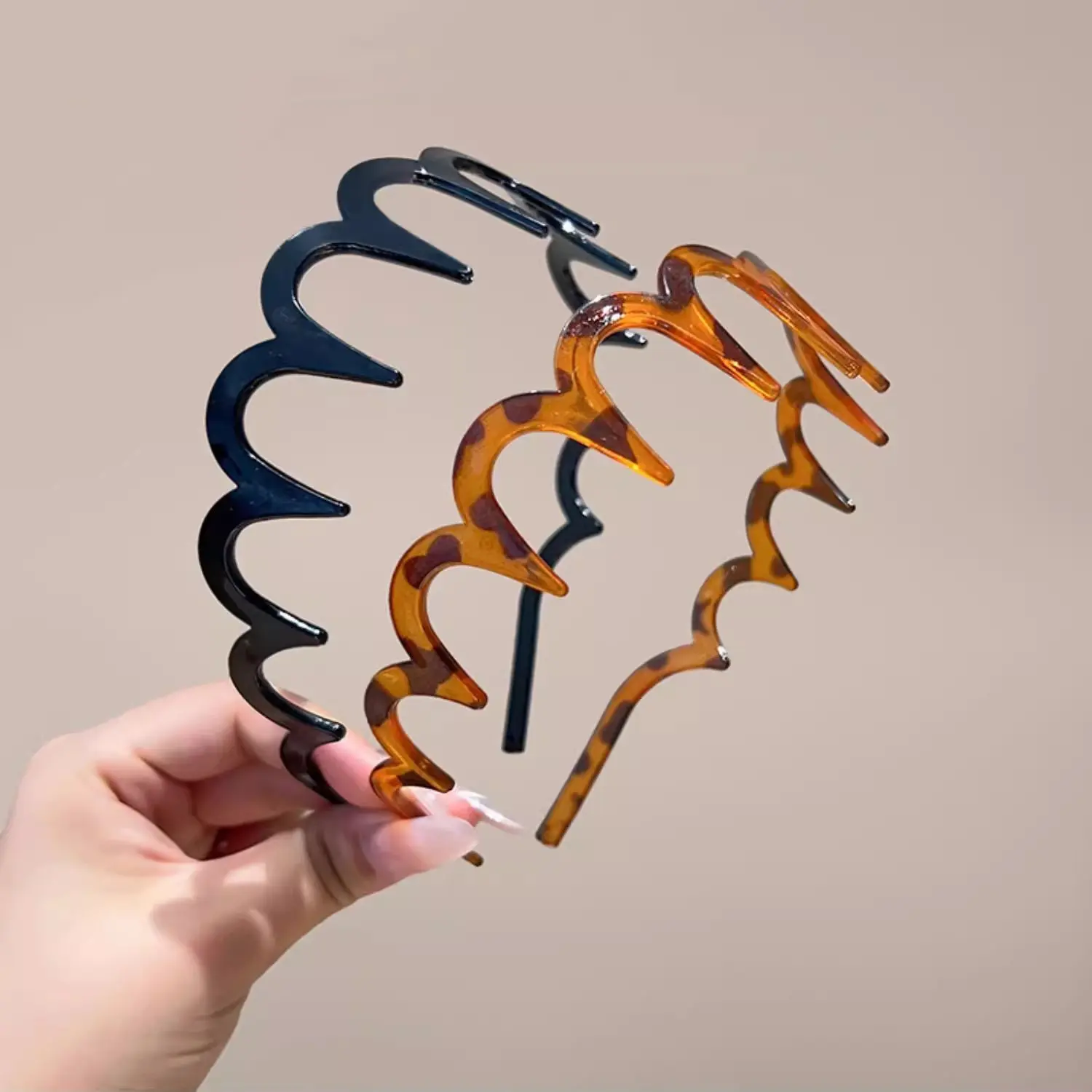Dual purpose broken hair wave headband with teeth for women, versatile for going out and washing face, internet famous hair clip headband 2024 new model