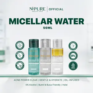 [Size 50ml] NPURE Micellar Water All Variant 50ml - Pembersih Wajah untuk Semua Jenis Kulit - Kulit Jerawat - Kulit Sensitif / Micellar Water Travel Size / Ukuran Kecil