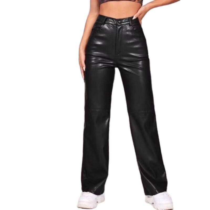 HanifoLeather.id - Celana Kulit Wanita Pinggang Tinggi Kasual / Leather Pants Highwaist Casual 1