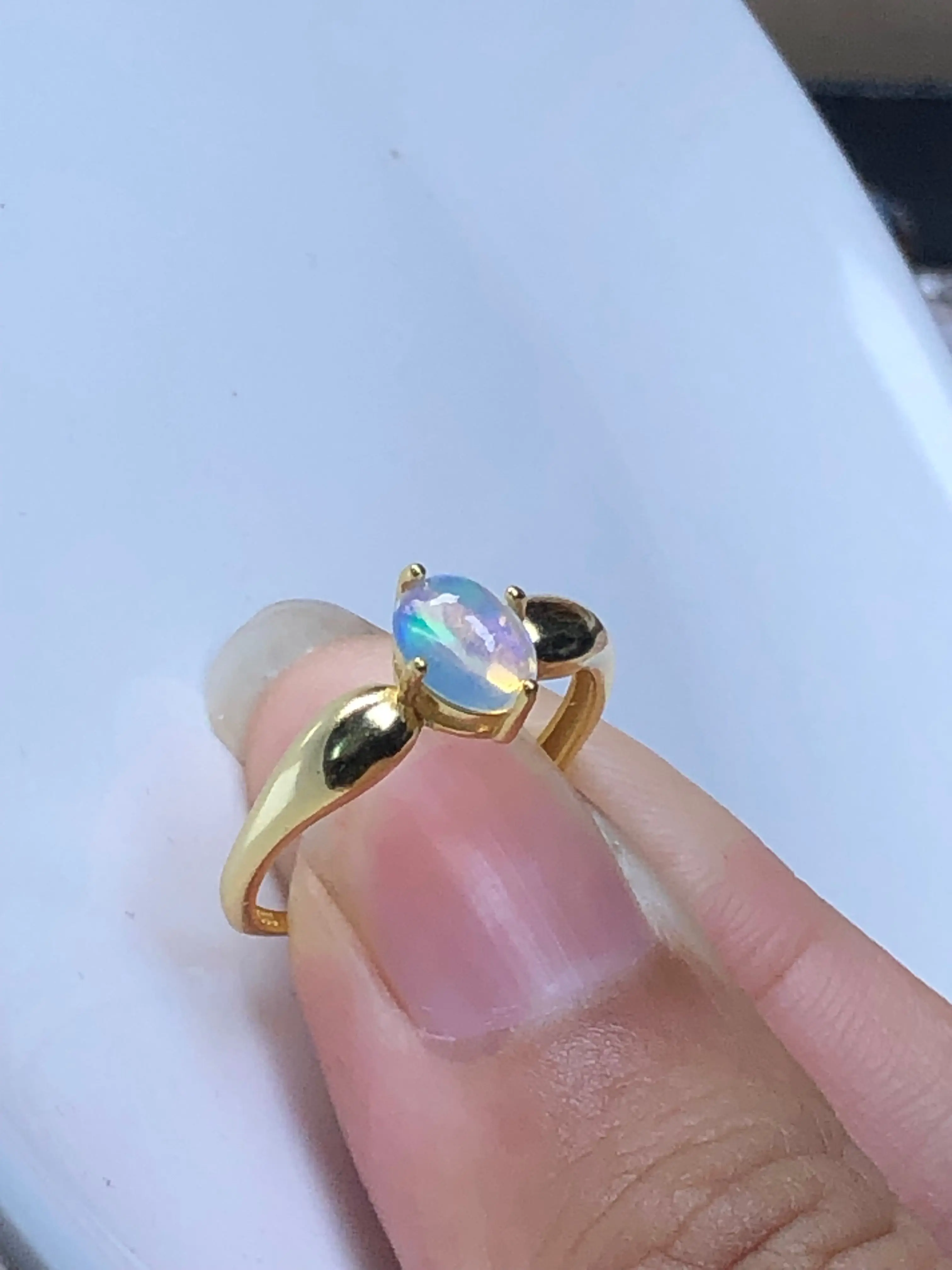 Opal 925 silver inlaid ring