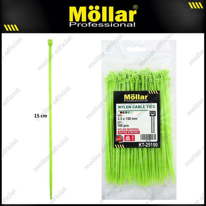 Gambar MOLLAR 89-125 Kabel Ties Hijau 2.5 x 150 mm Nylon Cable Tie - 100 pcs - 93-176 dari Mollar Kota Cirebon Tokopedia