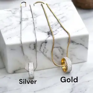 Beli kalung titanium dapet cincin titanium permata tebel A anti karat