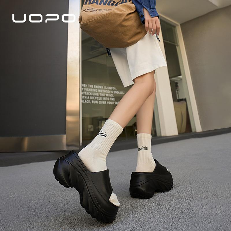 Dép nữ độn đế cao 9cm, dép lê nữ quai ngang nâng chiều cao 9 phân, chất EVA xịn không mùi, không lún, BTDEP 4
