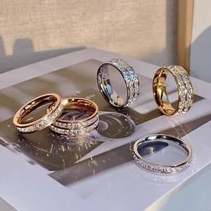 Cincin Langit Berbintang, Bahan Keluli Titanium, Tidak Luntur, Set Cincin Pasagan, Bertatah Sepenuhnya, Rasa Mewah Mewah, Untuk Jari Wanita, Sesuai Untuk Ditindih / Dipakai Sekeping, Cincin, Rings