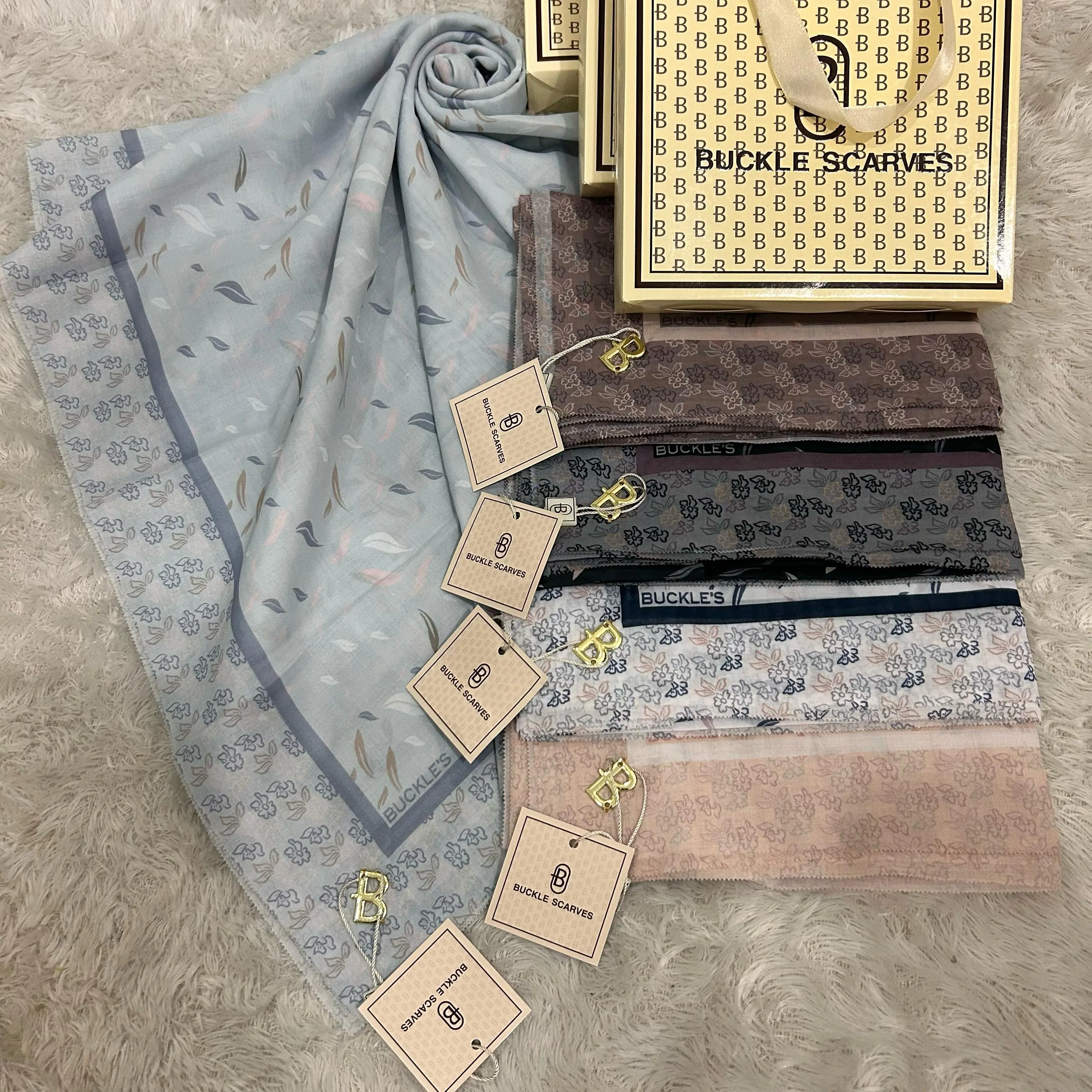 Hijab Segi Empat Motif Buckle Scarves Box Kerudung Muslim Square Voal