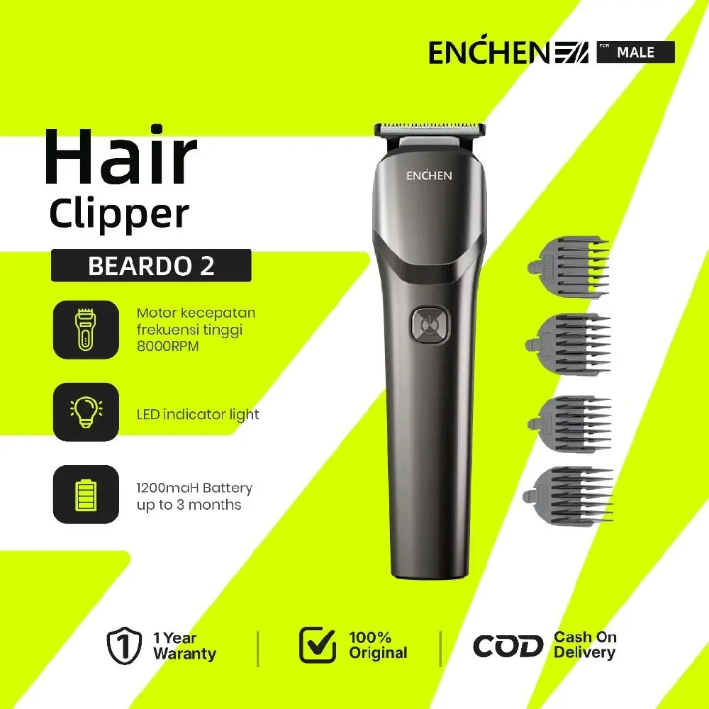 ENCHEN Beardo 2 Smart Trimmer Electric Shaver Type-C 5W 1200mAh Alat Cukur Elektrik Rambut Jenggot
