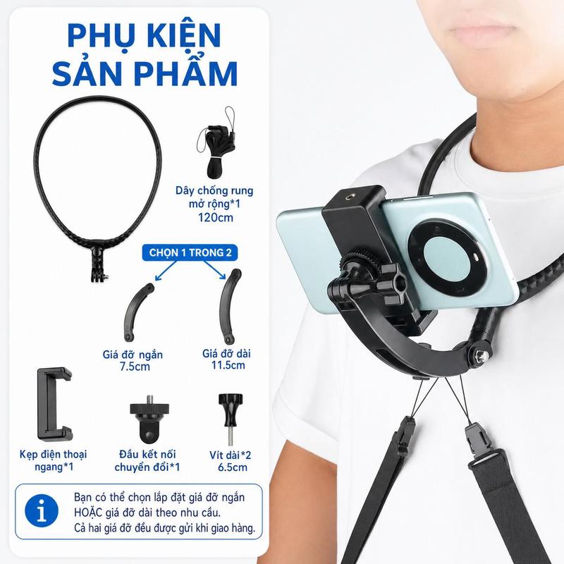 Giá đỡ điện thoại đeo cổ SHISUO VLOG 2 PRO không che màn hình – quay vlog, phát trực tiếp, lái xe xem bản đồ tiện lợi; màn hình luôn rõ nét, rảnh tay thoải mái