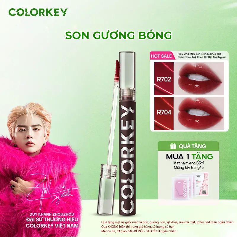 Son Môi Gương Bóng COLORKEY Mirror Tạo Hiệu Ứng Căng Bóng Như Gương Cho Đôi Môi Đầy Đặn Quyến Rũ 1.7g