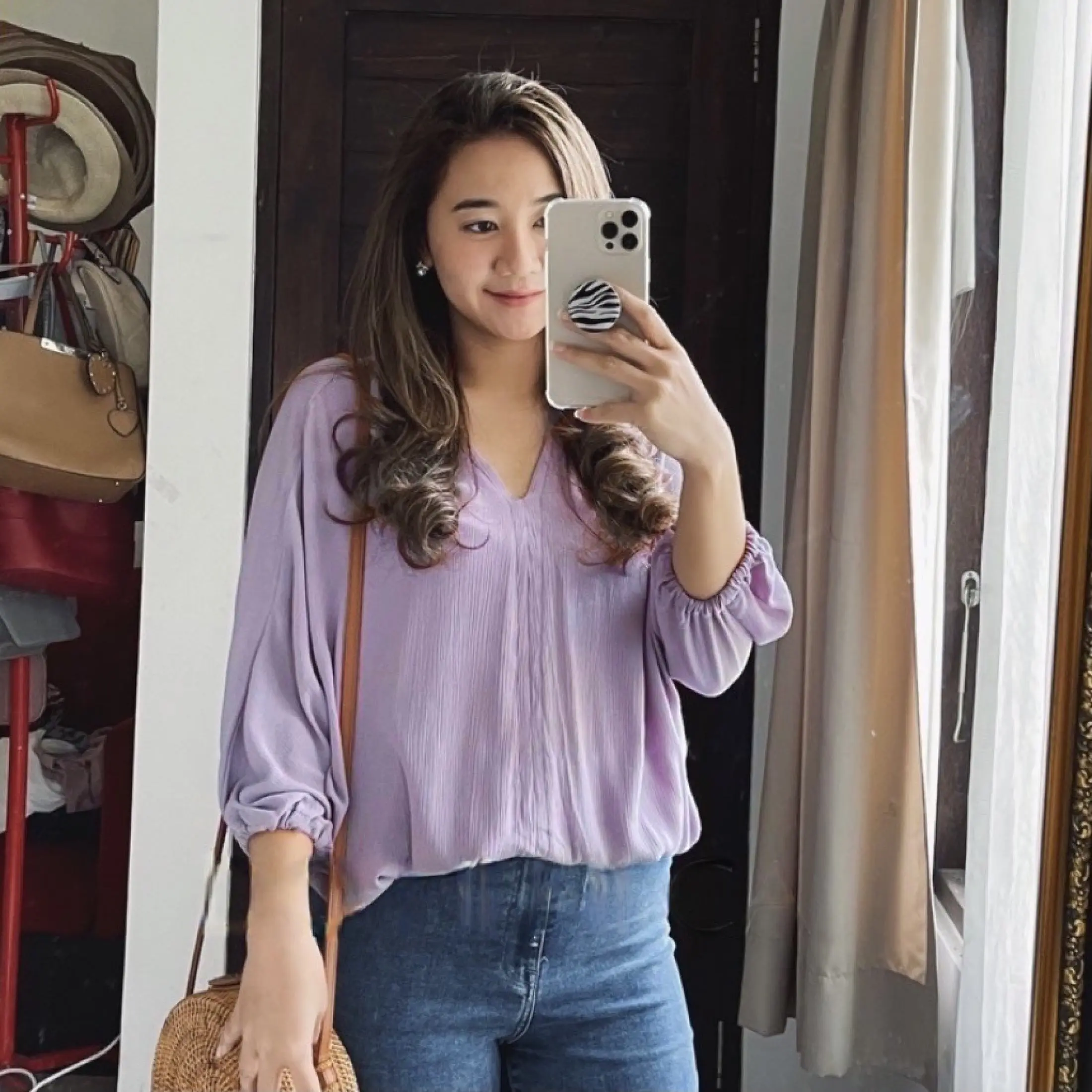 390 Atasan Hyeri Blouse Jumbo 3XL XXXL Blus Lengan Puff Baju Cantik Model Kalong Lengan 3/4 PREMIUM QUALITY