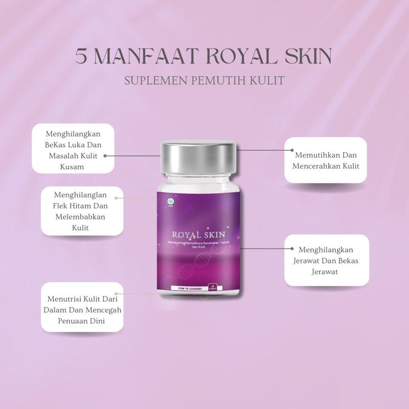 Royal Skin BPOM Mencerahkan Kulit Isi 1 Botol | Suplemen Kecantikan | Kapsul Pemutih Kulit Memutihkan 2