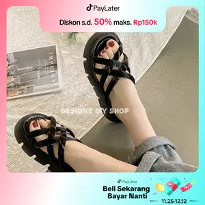 [NEW ARRIVAL]Sandal Wanita Elegan Sendal Slop Tali Silang  Slip On Model Baru Karet