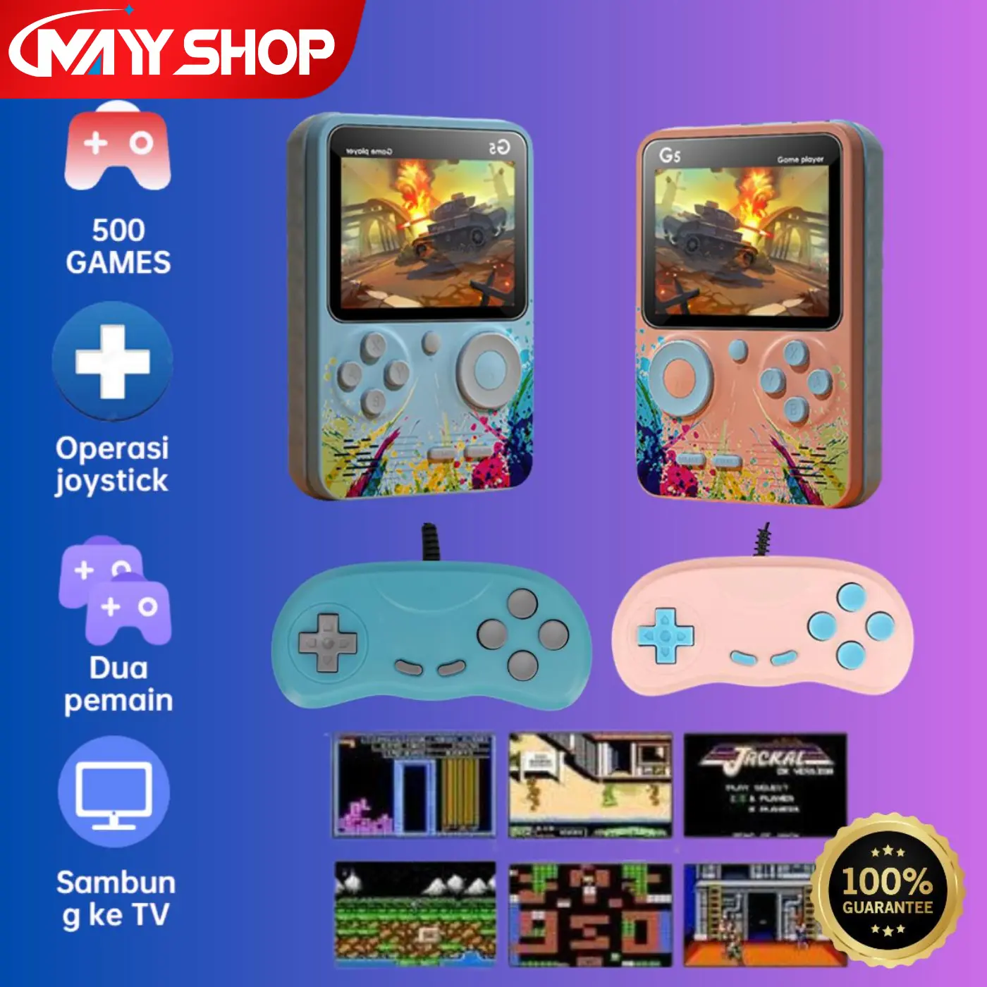 Gameboy Retro 500 in 1 Games Mini Portabel SUPRIME Red Series Console Games 1 PLAYER / 2 PLAYER