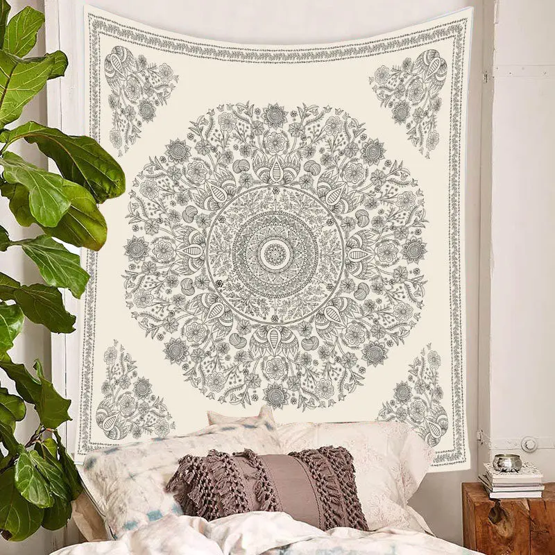 Tapestri dinding gaya Bohemian mandala kain gantung dinding dekorasi kamar retro kain dinding latar belakang ins