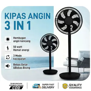 Electric fan kipas angin listrik 12 Inch 3in1 Omicko – Kuat, Hemat Listrik, Bisa Meja/Lantai/Berdiri Garansi 1 Tahun