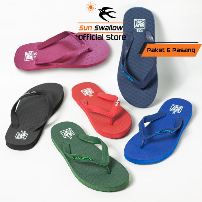 Gambar Paket 6 Pasang Sandal Jepit Karet Pria Sendal Sun Swallow Legian Series dari Sun Swallow Sandals Kota Administrasi Jakarta Utara Tokopedia