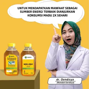 Herpil Madu Lebah 100% Murni Fresh Multiflora 1 Kg Asli Tanpa Campuran Halal & BPA Free Kualitas Terbaik
