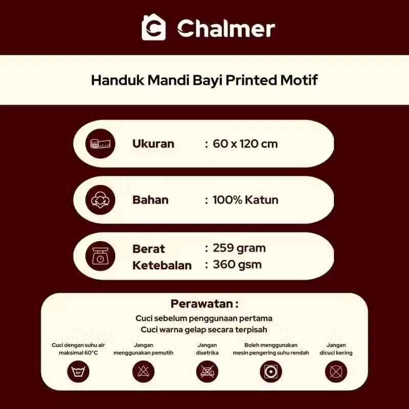 Best seller Handuk Bayi Chalmer Ukuran 60 x 120 cm Handuk Bayi Lembut Print Anak Karakter A 5