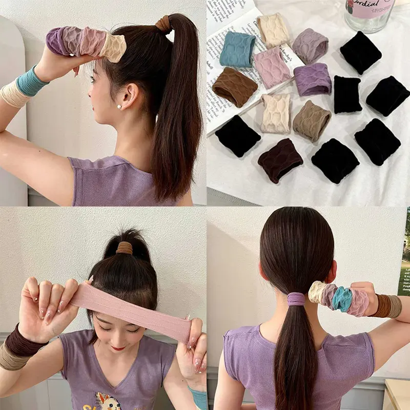 Widened and thickened printed hair rope, soft and comfortable, high elasticity, seamless hair rope, hair rope that does not damage the hair, high ponytail hair rope, women's hair rope