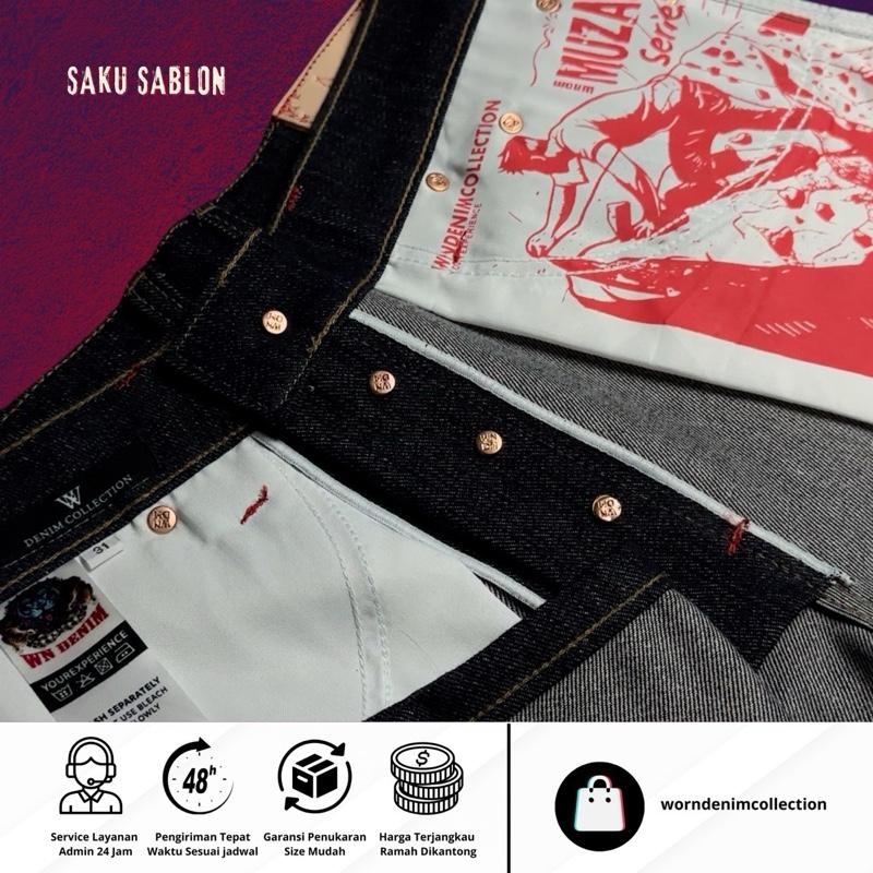 WORNDENIM-Bigsize Muzafa Series-raw denim 15 oz-buttonfly-sanforized-slimstright-non stretch Celana Panjang 6