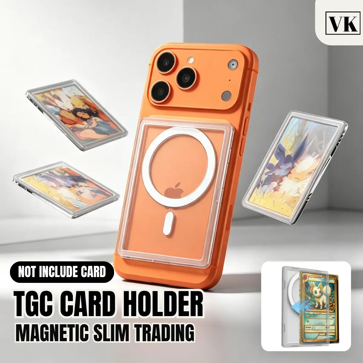Magnetic Card Holder TCG MagSafe Frosted Clear Universal Slim Tipis Premium Magnet Kuat Anti Gores