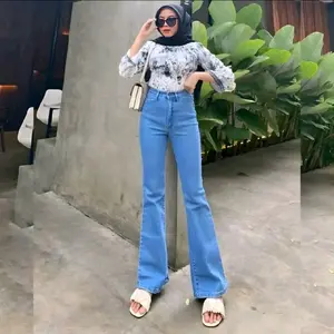HW cutbray jeans wanita, Celana jeans cutbray strecht kekinian-Cutbray flared-Strecht premium Wanita Denim
