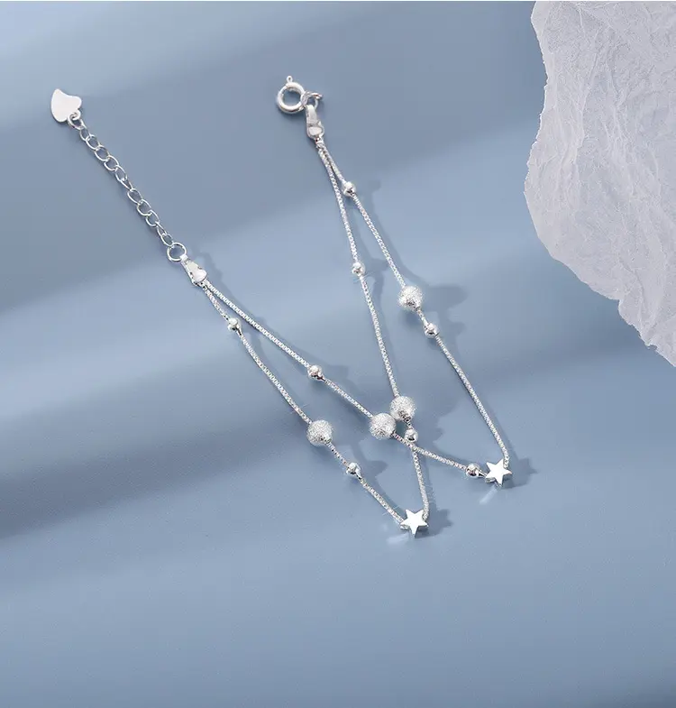 【hộp quà miễn phí】ARTPHRO Vòng Tay Ngôi Sao Hai Lớp, Dành Cho Nữ, Cá Tính Và Đơn Giản 16cm (6,2trong) + 4cm（1.5trong) chuỗi mở rộng 7