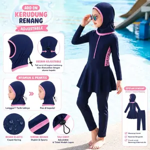 Baju Renang Anak Perempuan Lengan Panjang, Pakaian Renang Anak Perempuan Satu Potong, Baju Renang Anak Perempuan Korea Selatan, Baju Renang Gaya Barat Lucu, Baju renang Hijab anak, Baju renang muslimah anak
