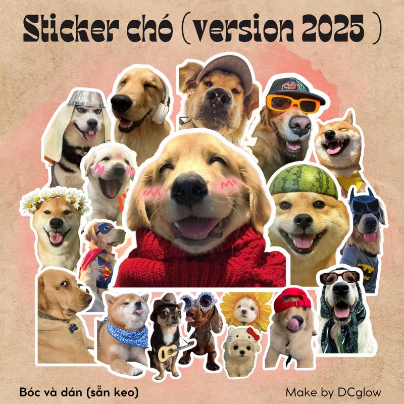Set 20 50 Sticker Cheem Doge dán laptop điện thoại ván trượt mũ vảo hiểm size 3-5cm bóc dán