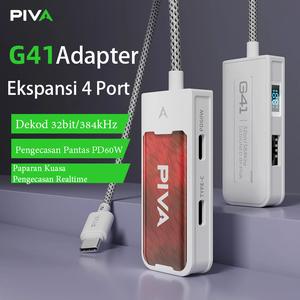 PIVA G41 Type-C Dock 4-in-1! Sesuai iPhone 15-17 & iPad, 60cm kabel! Cas + dengar muzik serentak, converter audio—licin tak putus, kompatibiliti tinggi! Gamer & pengguna harian must-have! Malaysia Trending Gadget 2025!