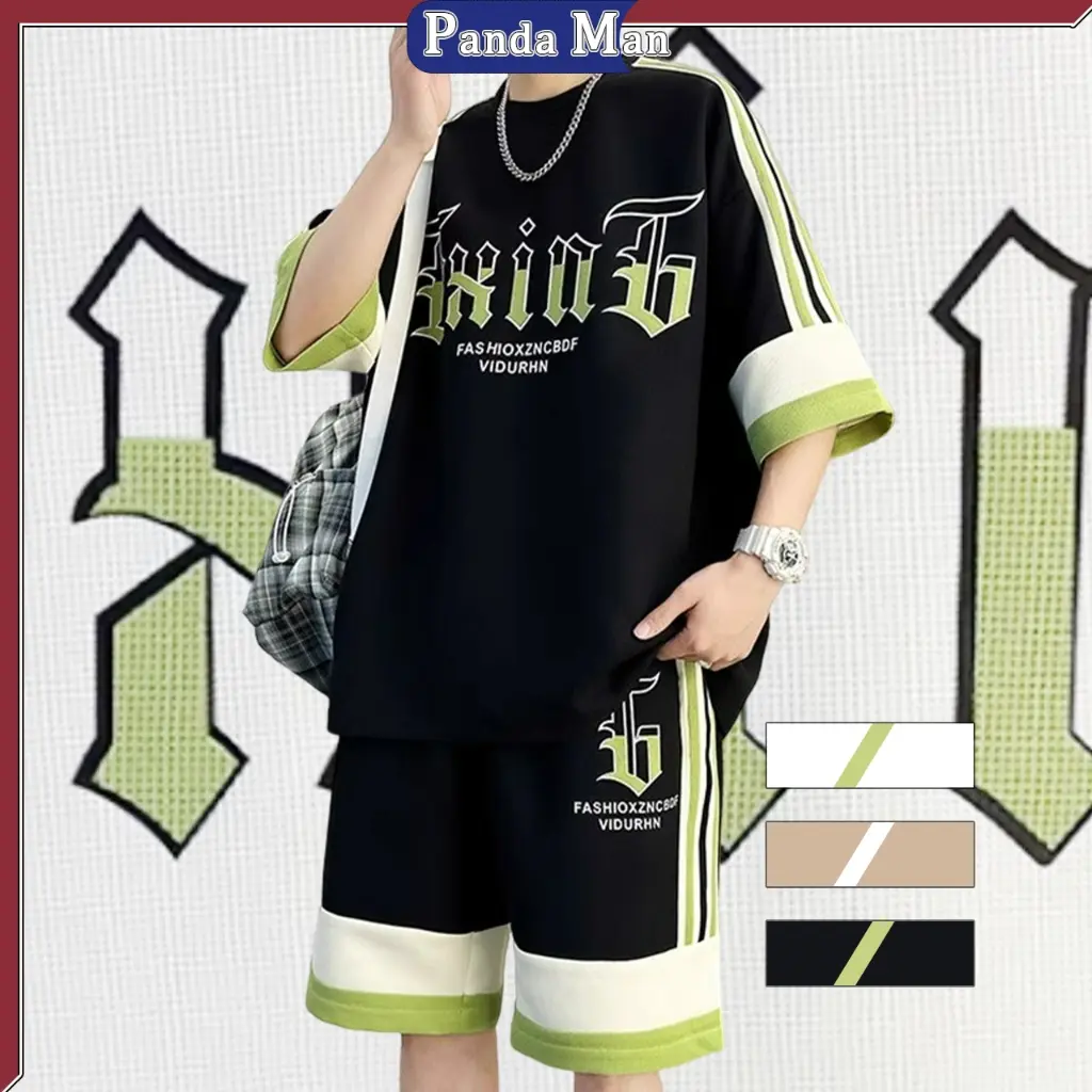 baju setelan pria one set kaos oversized baju setelan pria korean style t shirt pria vintage 45-85kg baju import pria original premium waffle unisex baju kaos oversize pria