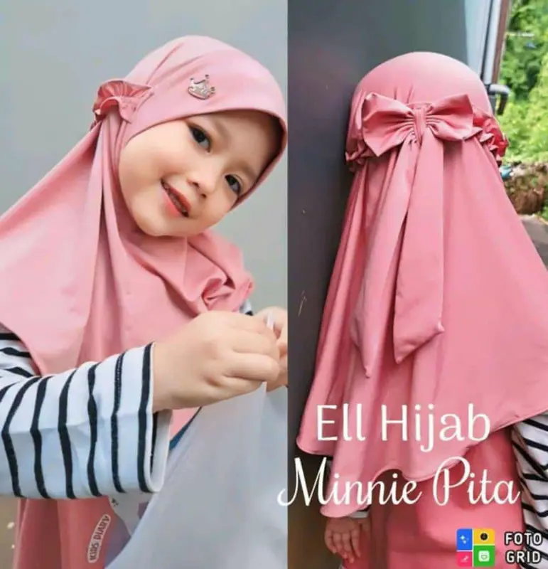 (186 ~ 190) Hijab Bergo Anak MINNIE PITA Ori Ell Hijab | Jilbab Pita Belakang 1-6 thn Jersey 0