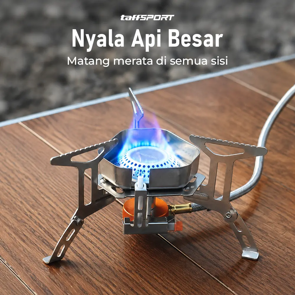 TaffSPORT Kompor Gas Portable Lipat Ultralight 3 Burner Camping Stove - KV36 Terbaru kemah