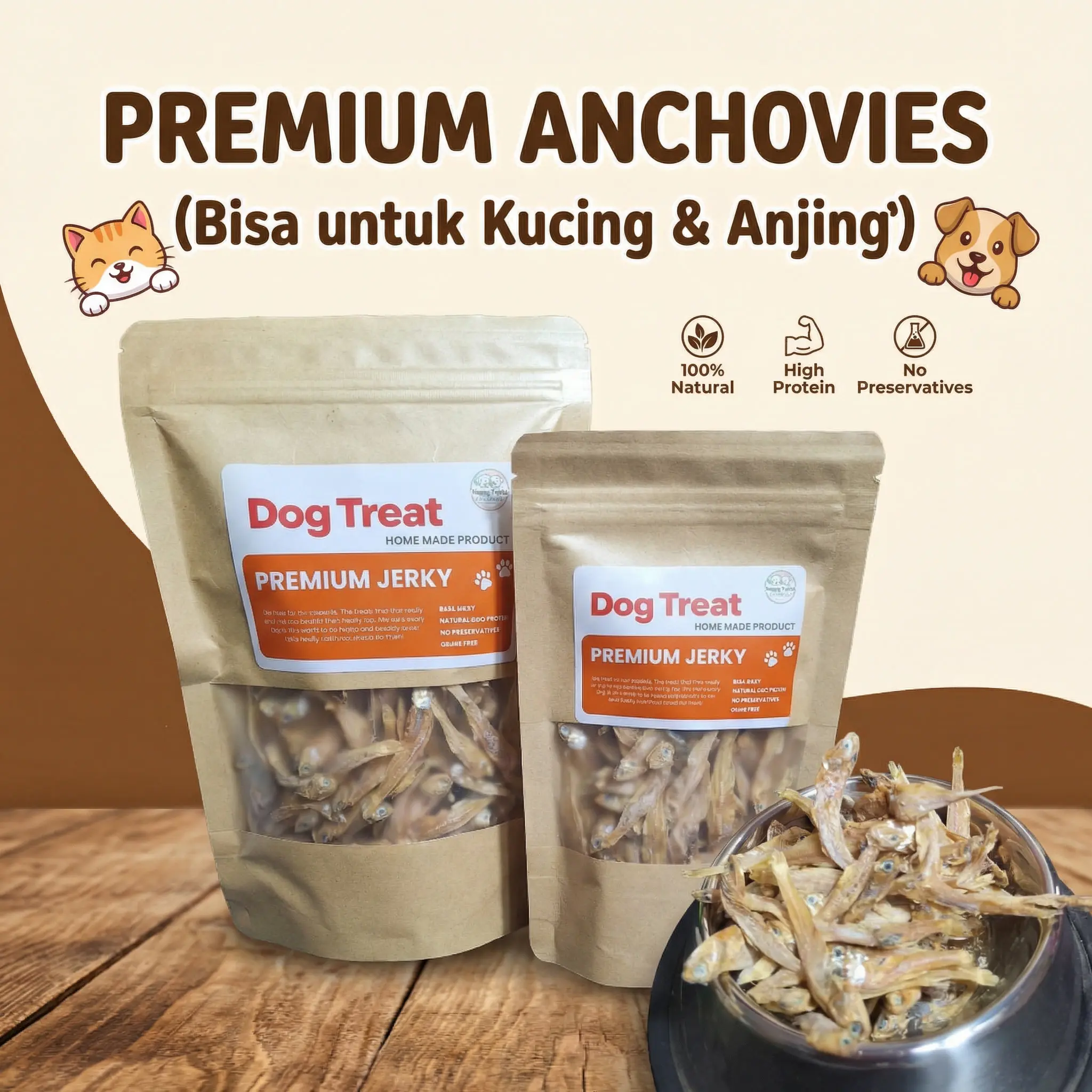 Snack Teri Anjing Kucing Jerky Anchovies  /  Snack Anjing Kucing / Anchovy Teri Snack / Snack Teri Dehydrated