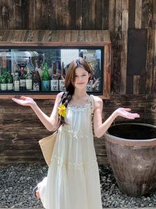 レディース 夏 フレンチバケーション風 花柄 ストラップレスドレス、落ち感のあるゆったりマキシドレス、シックでカジュアルなロングガウン