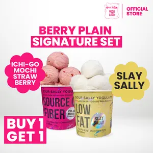 Sour Sally Yogulato Bundling Berry Plain Signature Set Yogurt Gelato Es Krim Sehat Rendah Lemak Less Sugar 2 Pint 660ml