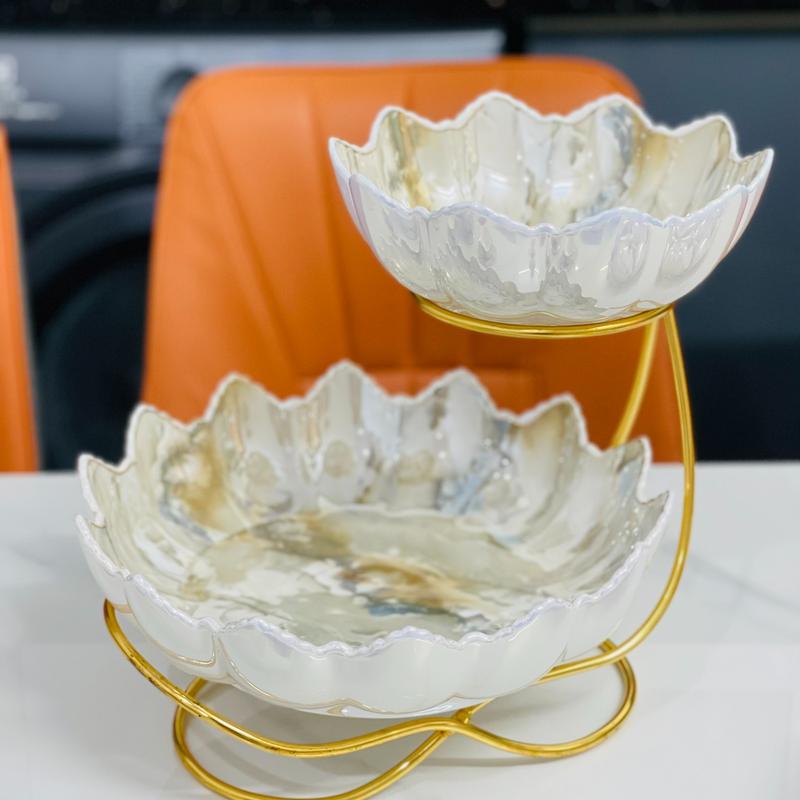 Khay 2 Tầng - 3 Tầng Đựng Bánh Kẹo Vân Đá. Khay Đựng Mứt Tết Tông Màu Vân Đá,Khay Mứt Tết. Kệ Đựng Bánh Kẹo Hoa Quả Tết