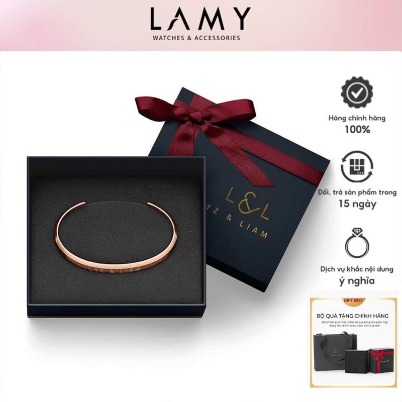 Giá ưu đãi Vòng tay nam nữ Lyz and Liam Classic L&L Cuff Rose Gold - Gift Box Hộp quà tặng nơ đỏ & khắc tên theo yêu cầu