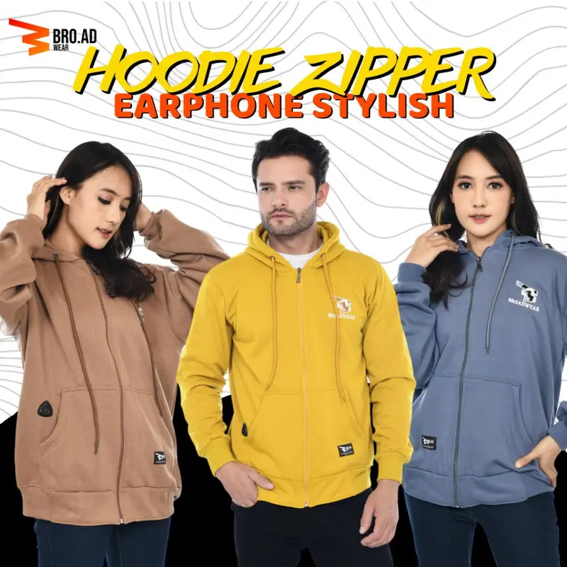 New Arrival Hoodie Zipper Bordir Timbul+Lubang Earphone Stylish by Broadwear 2