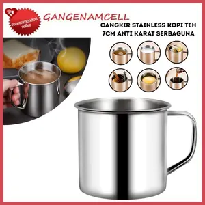 Cangkir Stainless Steel 7cm / Gelas Minum Kopi Teh Susu / Mug Travel Mini Anti Karat Murah
