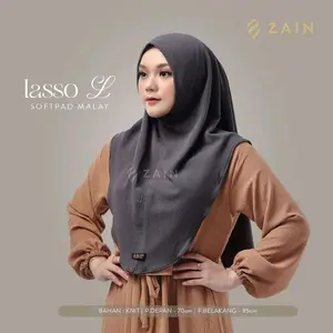Zain Collection Lasso L Softpad Malay Hijab Knit Bahan Depan 70cm Belakang 85cm