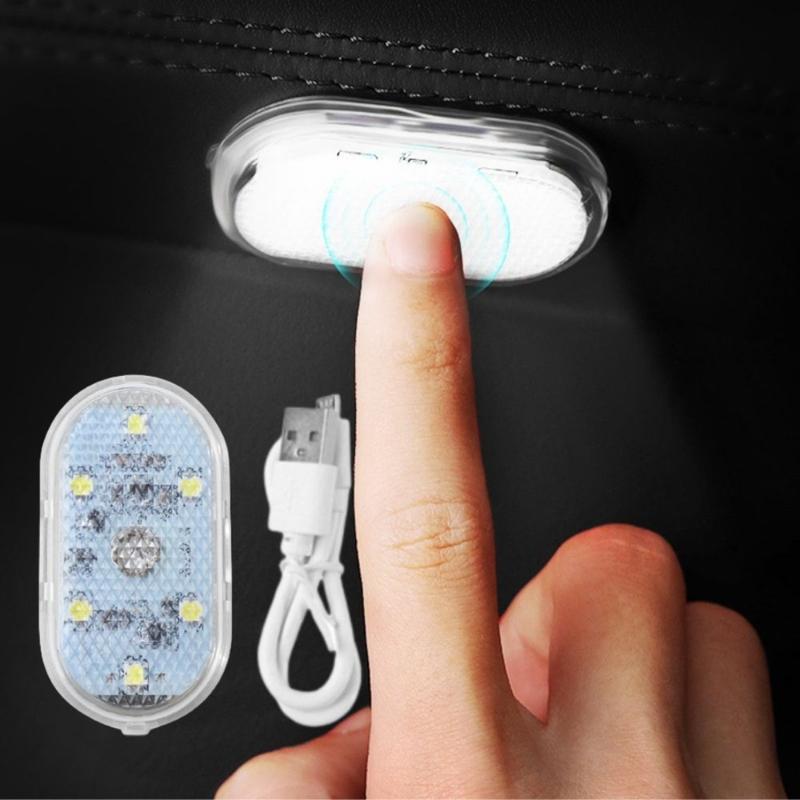 1/2Pcs Universal Mini LED Touch Sensor Lamp Wireless Car Interior Light Auto Roof Ceiling Reading Lamps for Door Foot Trunk Storage Car Interior Accessories 3