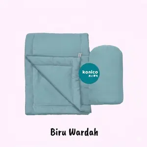 KONICO Bedcover Tas Single bahan Katun KOREA AESTHETIC ( tanpa Sprei ) Size 140 x 200 TWO TONE POLOS PASTEL Biru Abu Coklat Hijau Kuning Merah