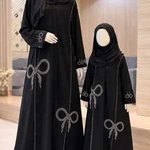 Dewasa & Anak Abaya Rompi Sabika Dewasaa Bordir Muslim Wanita Jetblack - Arab, Turki, Jubah, Umroh, Dress, Maxi, Kombinasi Gamis Hitam Syari