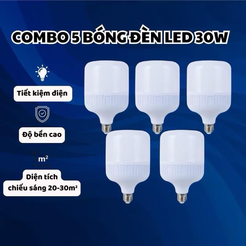 [SALE SỐC] ￼Bộ 5 Bóng Đèn LED 30W - Đèn Led Siêu Sáng Tiết Kiệm Điện, Combo 5 Bóng Đèn Led 30W - Đèn Led Chất Lượng Giá Tốt