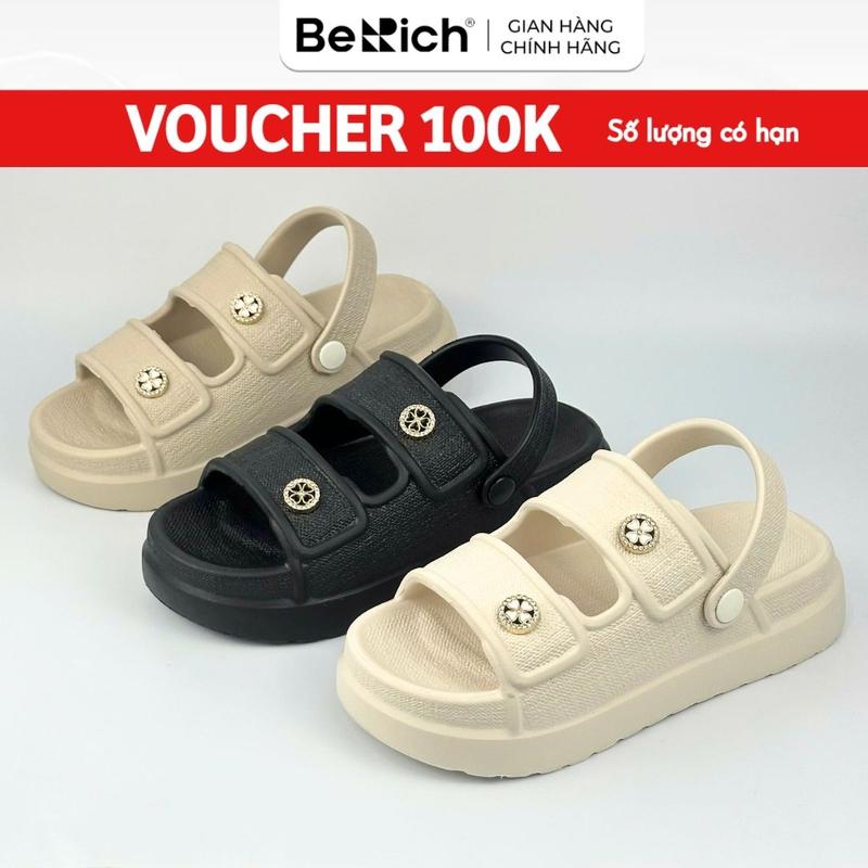 Tặng Set Charm Giả Kim Dép Sandal Nữ Berich Đế Cao 5cm Đúc Nguyên Khối Nhẹ Đẹp Bền Đi Mưa BE378