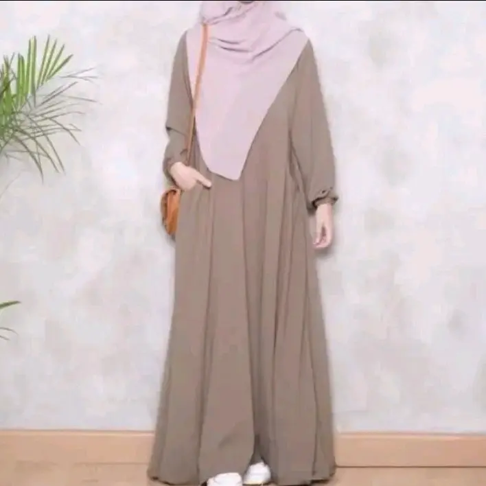 sr gamis | dewasa kekinian | drees muslim warna coklat tanah yang lagi viral